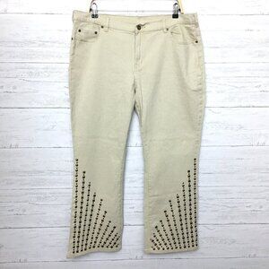 NEW DG2 Diane Gilman Tan Bootcut Jeans Stud Embellishment Stretch size 18WP